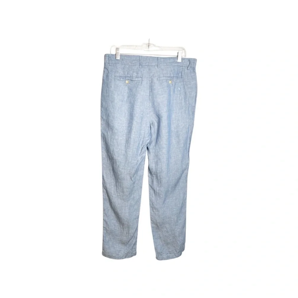 TailorBryd collection Linen Men blue pebbled Beach flat front golf pants 34/32